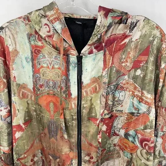 NWT GFashion Men's Silk Hooded Bomber Jacket Size Medium Party Clubwear Hip Hop